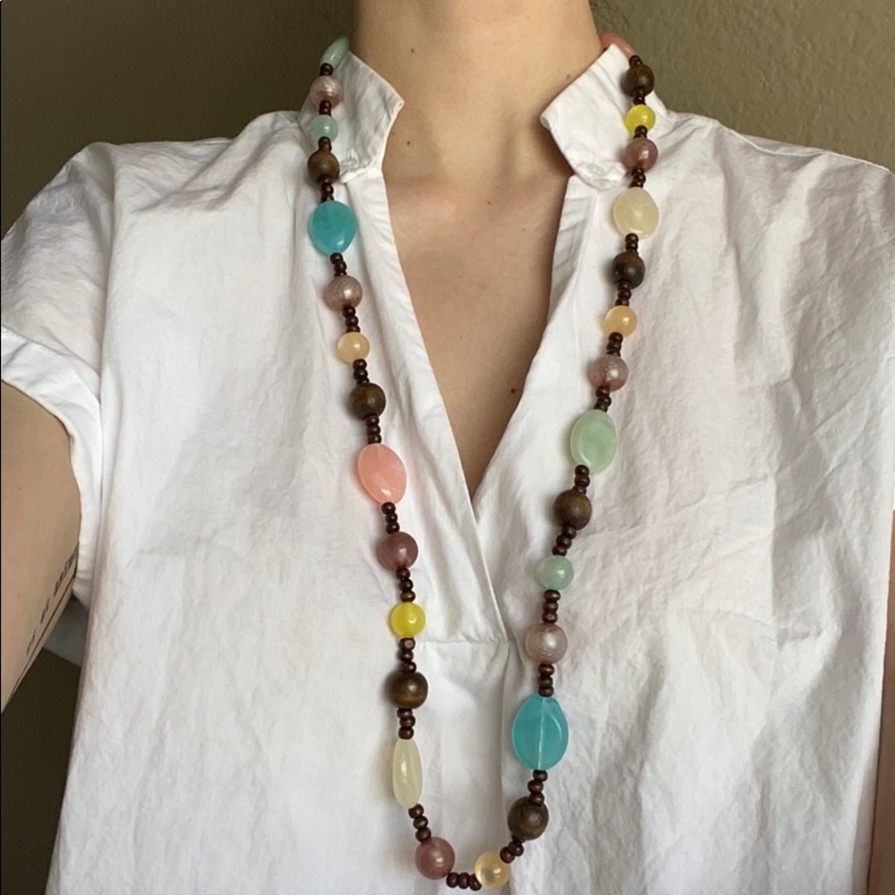 Versatile Bohemian Wooden & Beaded Necklace 🌻
